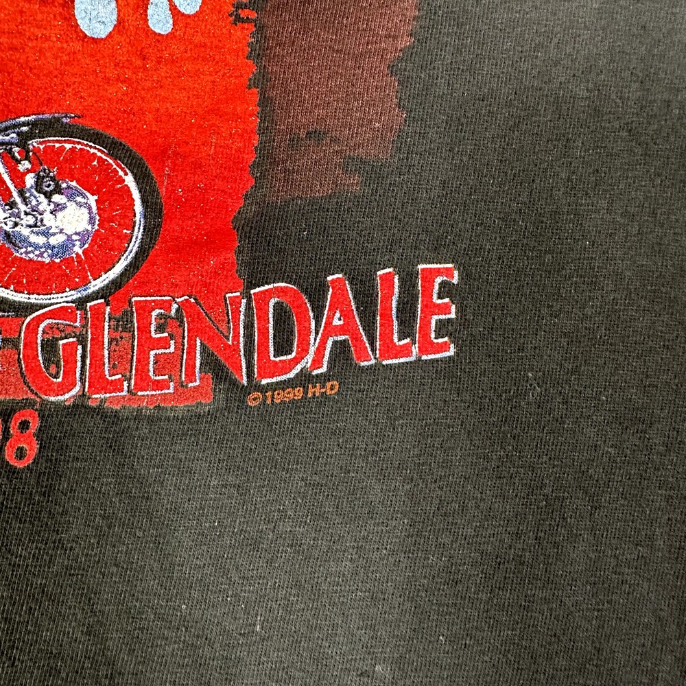 Harley Davidson Shirt Mens XL Black Vintage Graphic 1999 Casual Flames USA Made - Picture 9 of 11